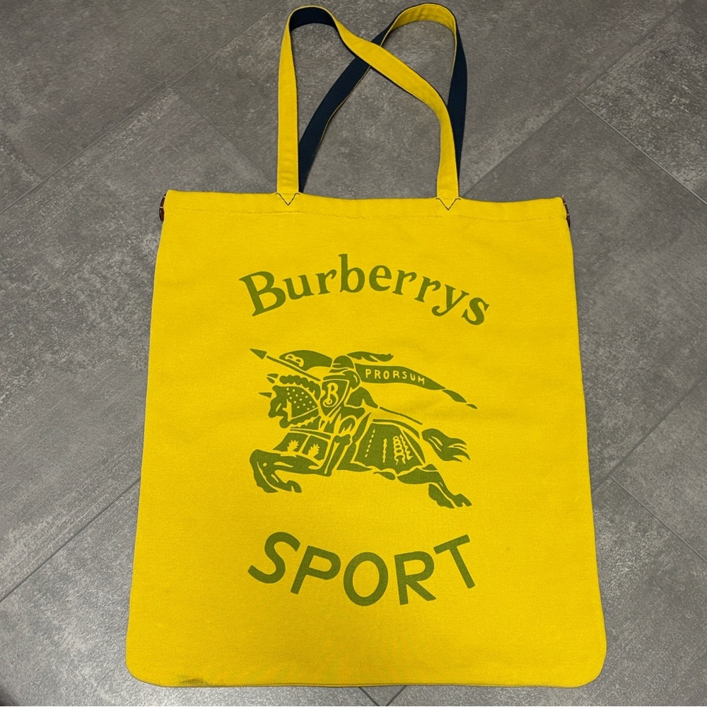 Burberry Yellow Tote with Green Print